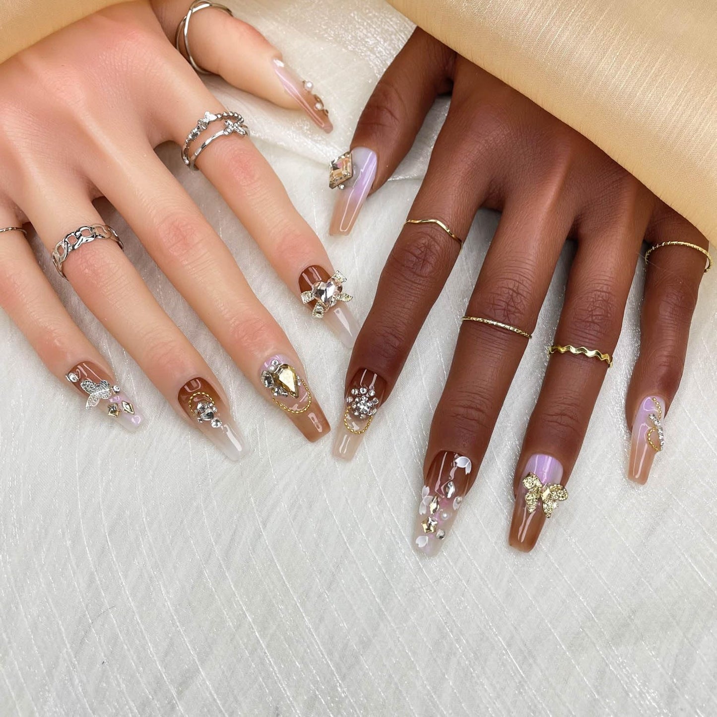 Faux Ongles à Presser Faits Main, Ongles Faits Main 3D de Luxe et Sur Mesure