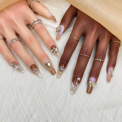 Faux Ongles à Presser Faits Main, Ongles Faits Main 3D de Luxe et Sur Mesure