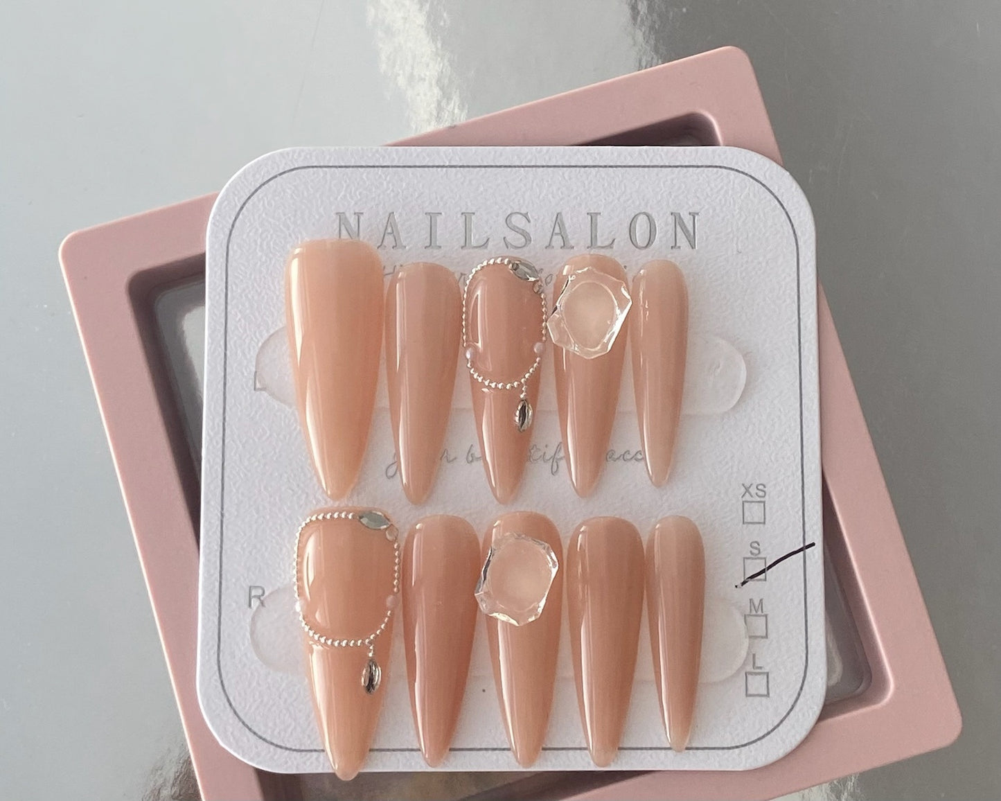 Press On Nails Handmade Reusable Fake Nails Set for Women Salon Style Nail Art Kit
