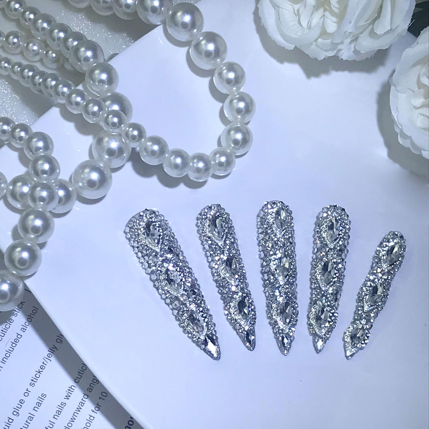 Queen Of Haute Style Full Diamond Long AlmondPress On Nails