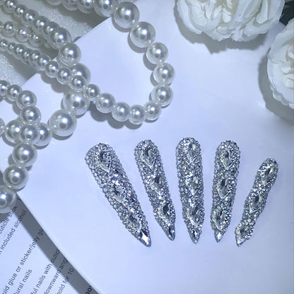 Queen Of Haute Style Full Diamond Long AlmondPress On Nails