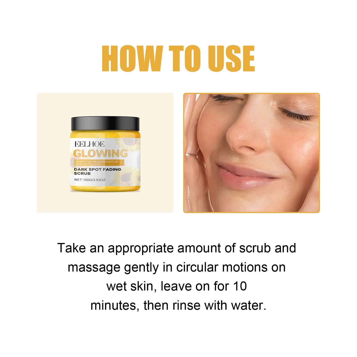 Gommage exfoliant visage au curcuma EELHOE Soin nettoyant en profondeur des pores et polissant la peau
