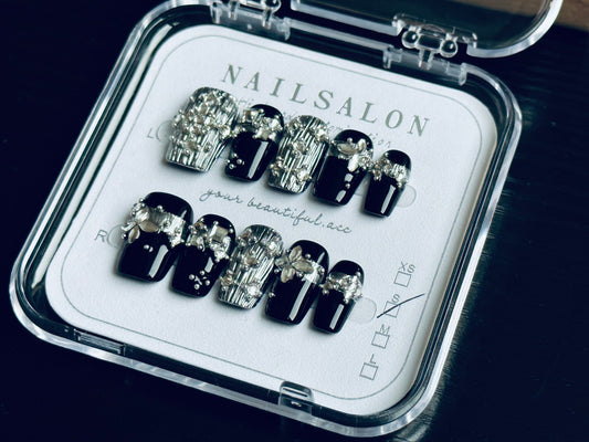 Press On Nails Handmade Reusable Fake Nails Set for Women Salon Style Nail Art