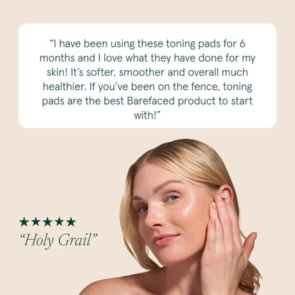 Barefaced Toning Pads (60 count) - Exfoliating Face Pads with 2% Glycolic Acid