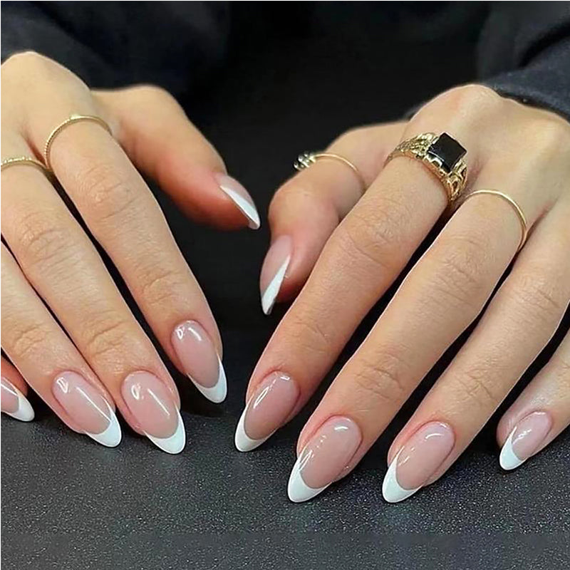 24 PCS Minimalist Nail Art With Short Circles Press On Nails