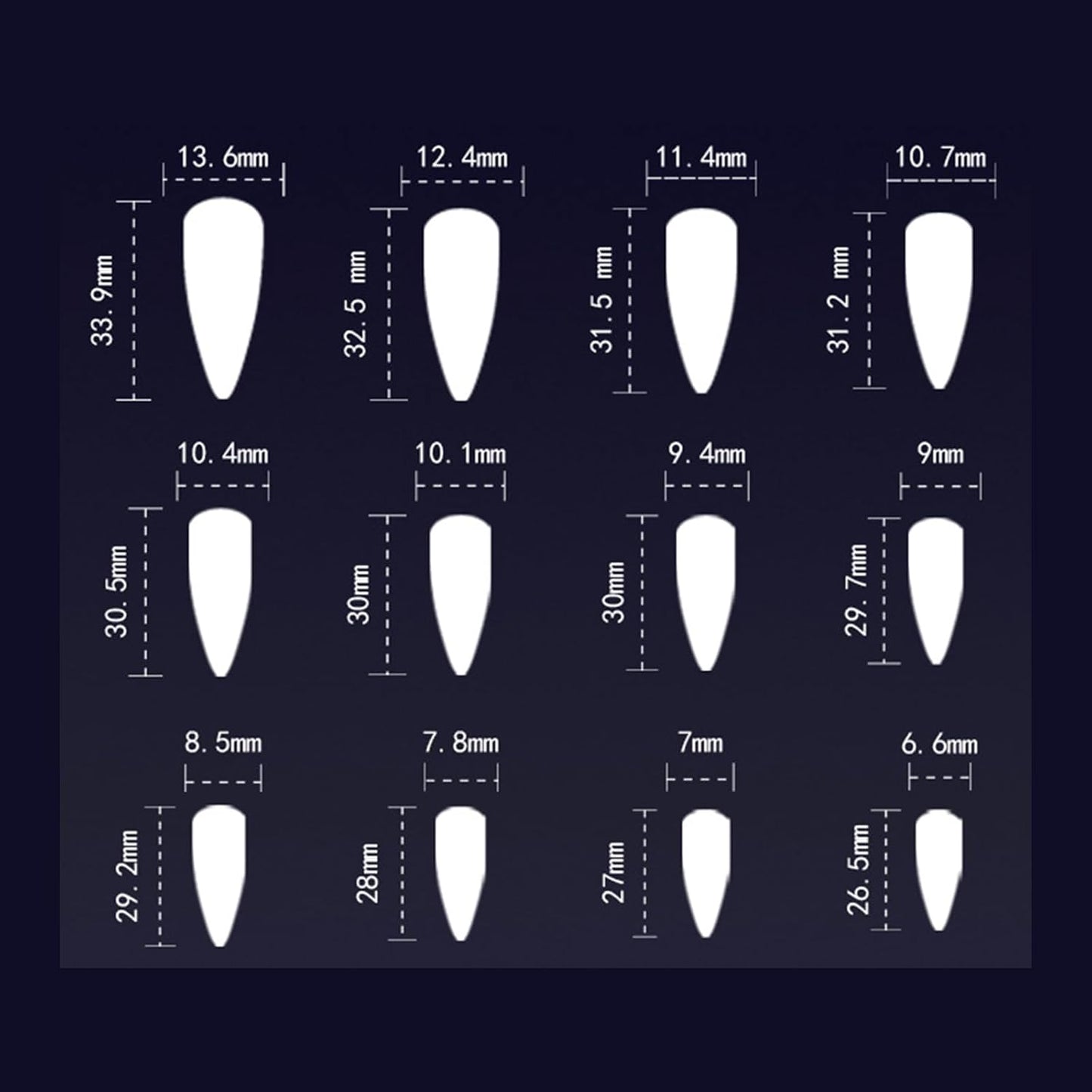 24 PCS Devil's Claws Press On Nails,3D Curve Line Acrylic False Nails