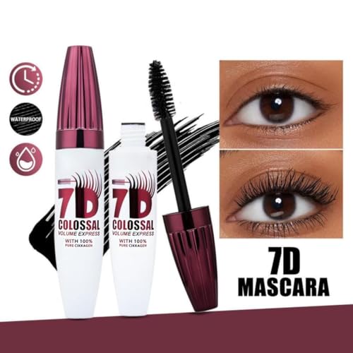 7D Waterproof Volume Mascara, Black Lengthening Thickening Softer Fuller Lashes Mascara