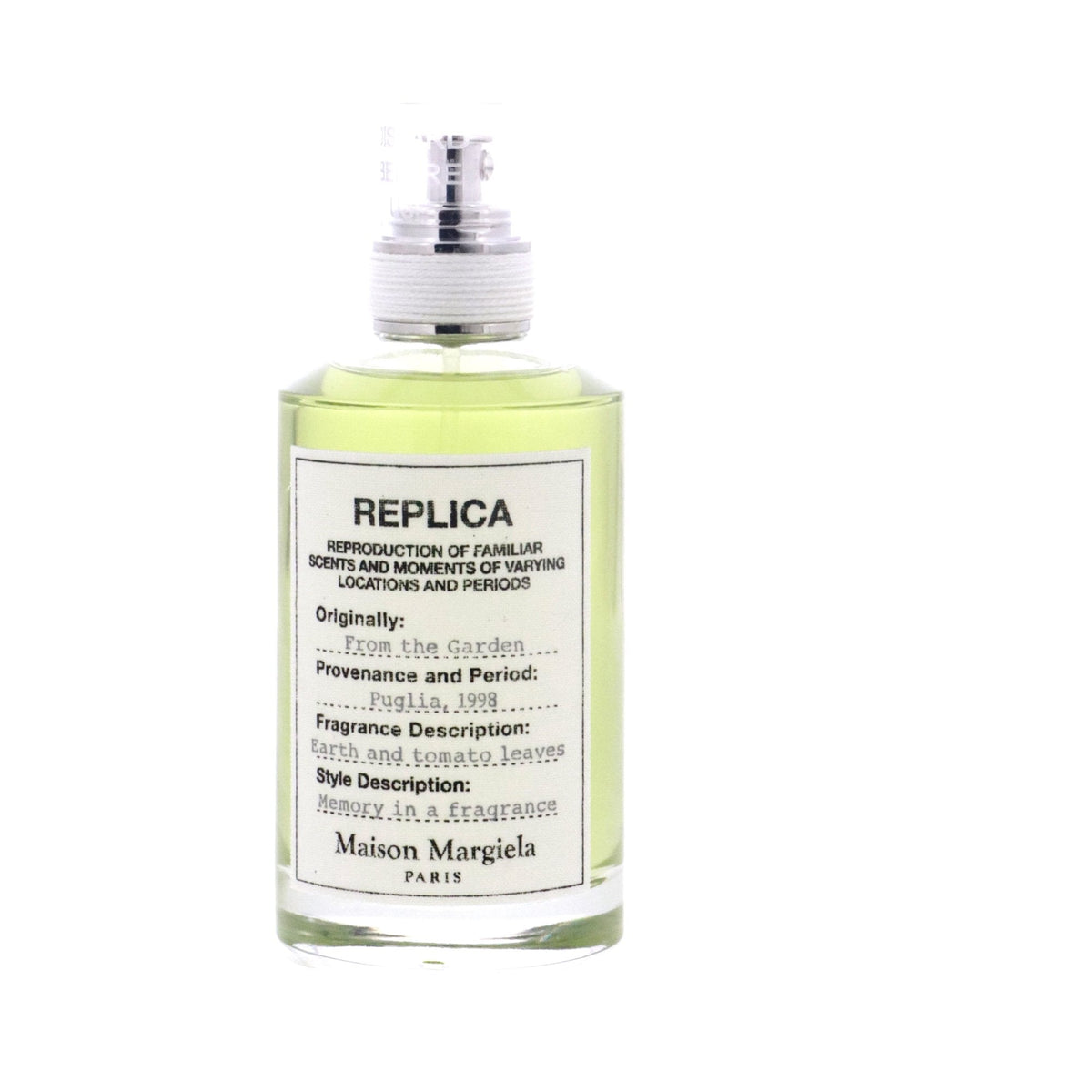 Maison Margiela Replica From the Garden EDT 100ml bottle close up with label details