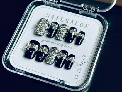 Press On Nails Handmade Reusable Fake Nails Set for Women Salon Style Nail Art