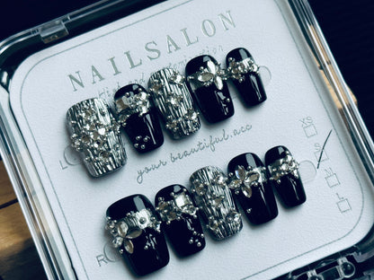 Press On Nails Handmade Reusable Fake Nails Set for Women Salon Style Nail Art