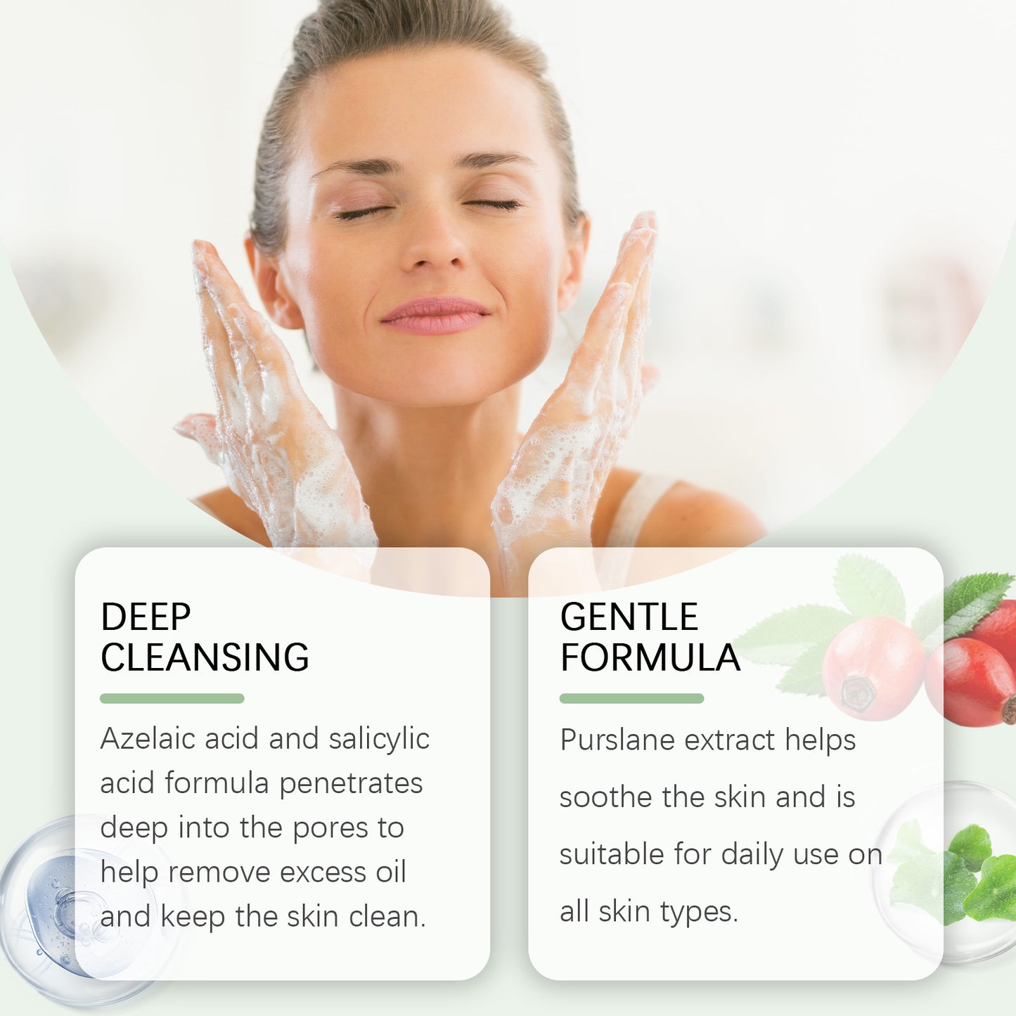 OUHOE Facial Cleanser Gentle Hydrating Daily Skin Refreshing Face Wash