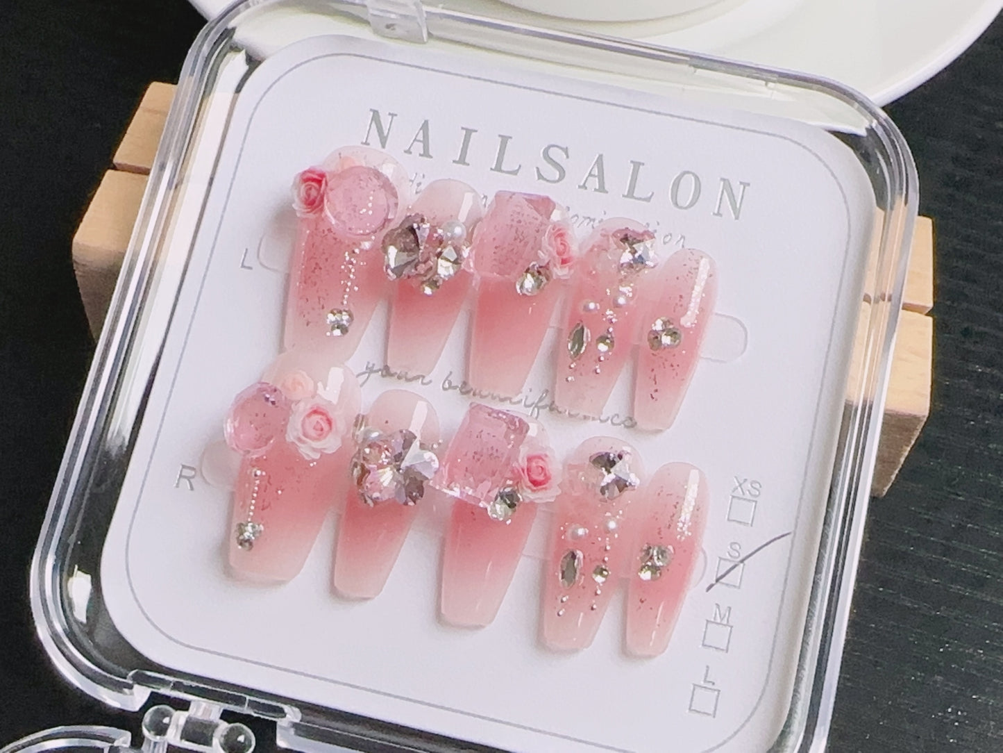 Press On Nails Handmade Reusable Fake Nails Set for Women Salon Style Nail Art Kit