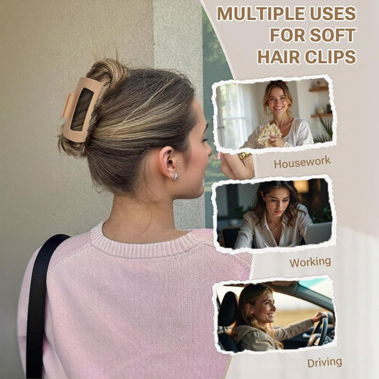 4PCS Cloud Claw Clips Soft Flexible Hair Claw Clips for Thick & Fine Hair Women