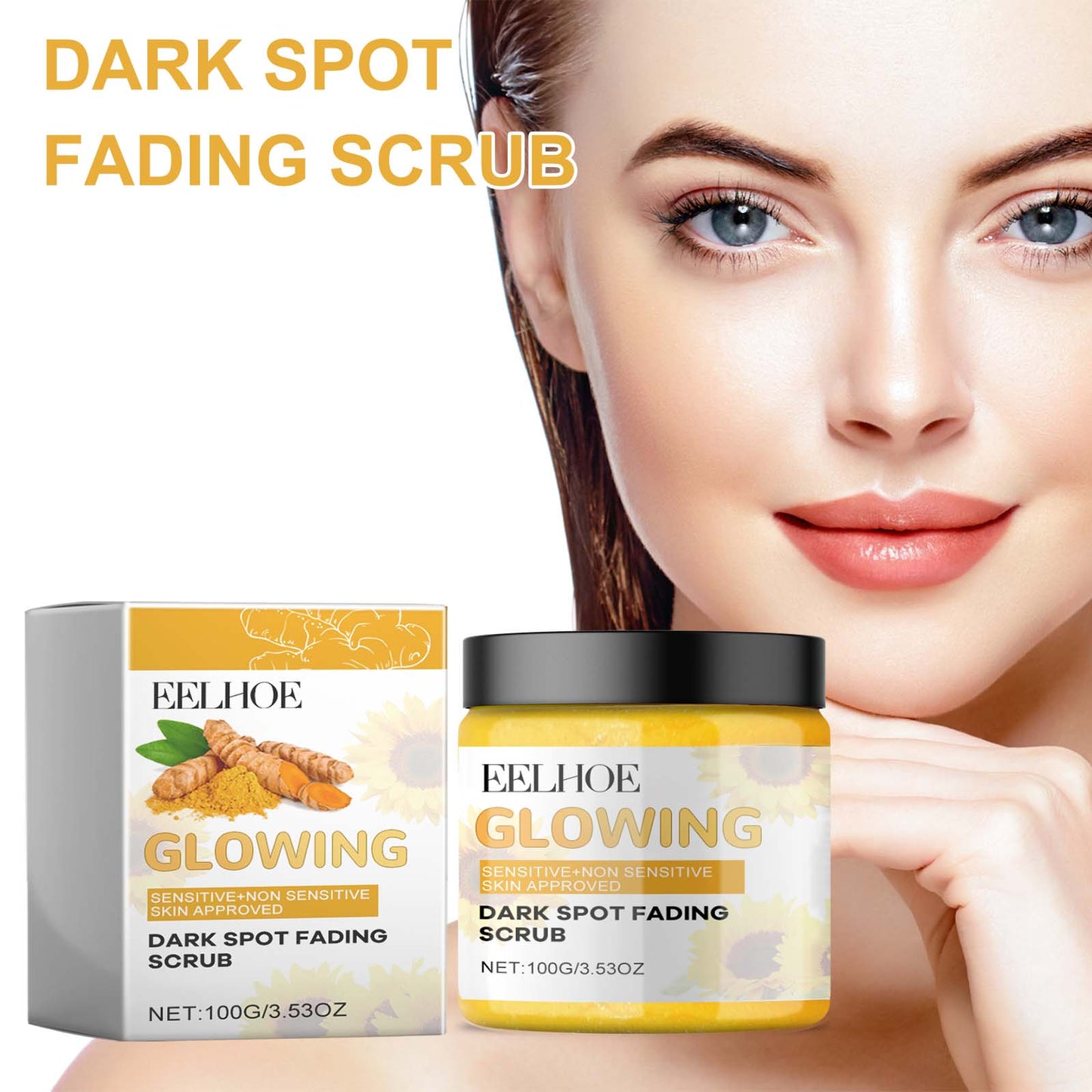 Gommage exfoliant visage au curcuma EELHOE Soin nettoyant en profondeur des pores et polissant la peau