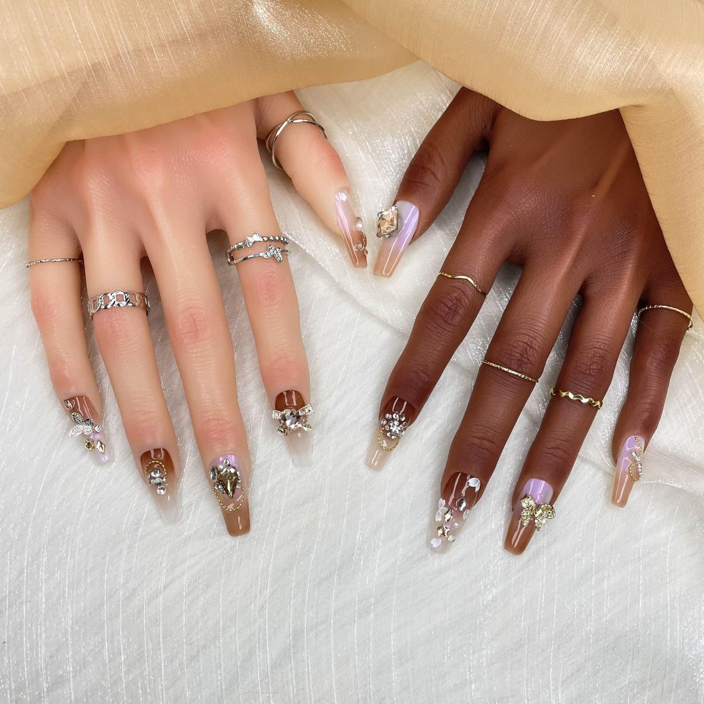 Faux Ongles à Presser Faits Main, Ongles Faits Main 3D de Luxe et Sur Mesure
