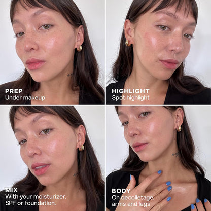 Saie Glowy Super Gel - Ultra-Sheer Illuminating Skin Tint, Liquid Highlighter - Vegan - Starglow (1 oz)