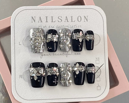 Press On Nails Handmade Reusable Fake Nails Set for Women Salon Style Nail Art