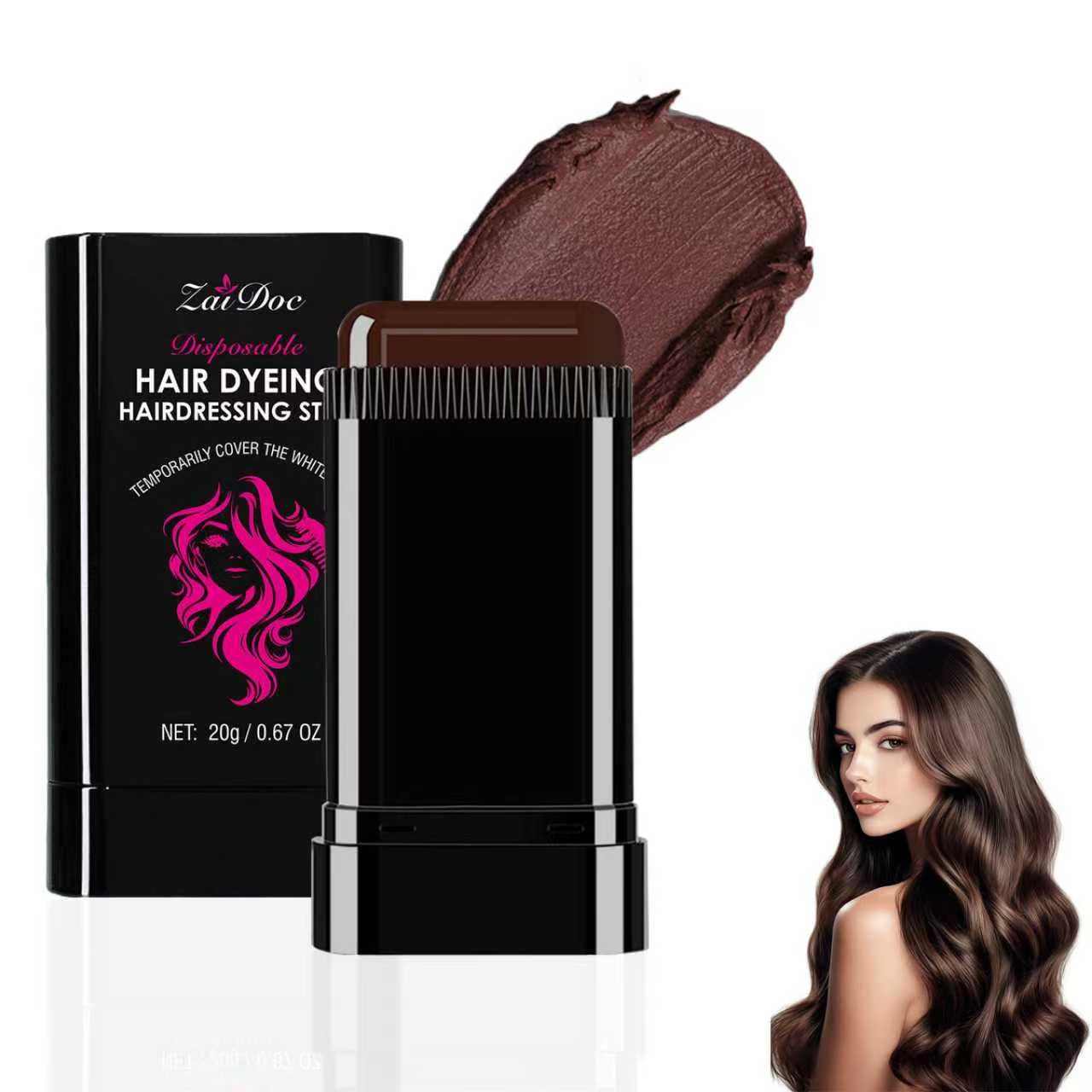 Hair Coloring Stick for Cover Gray Hair, Easy Application with Mineral Oil 0.67 oz
