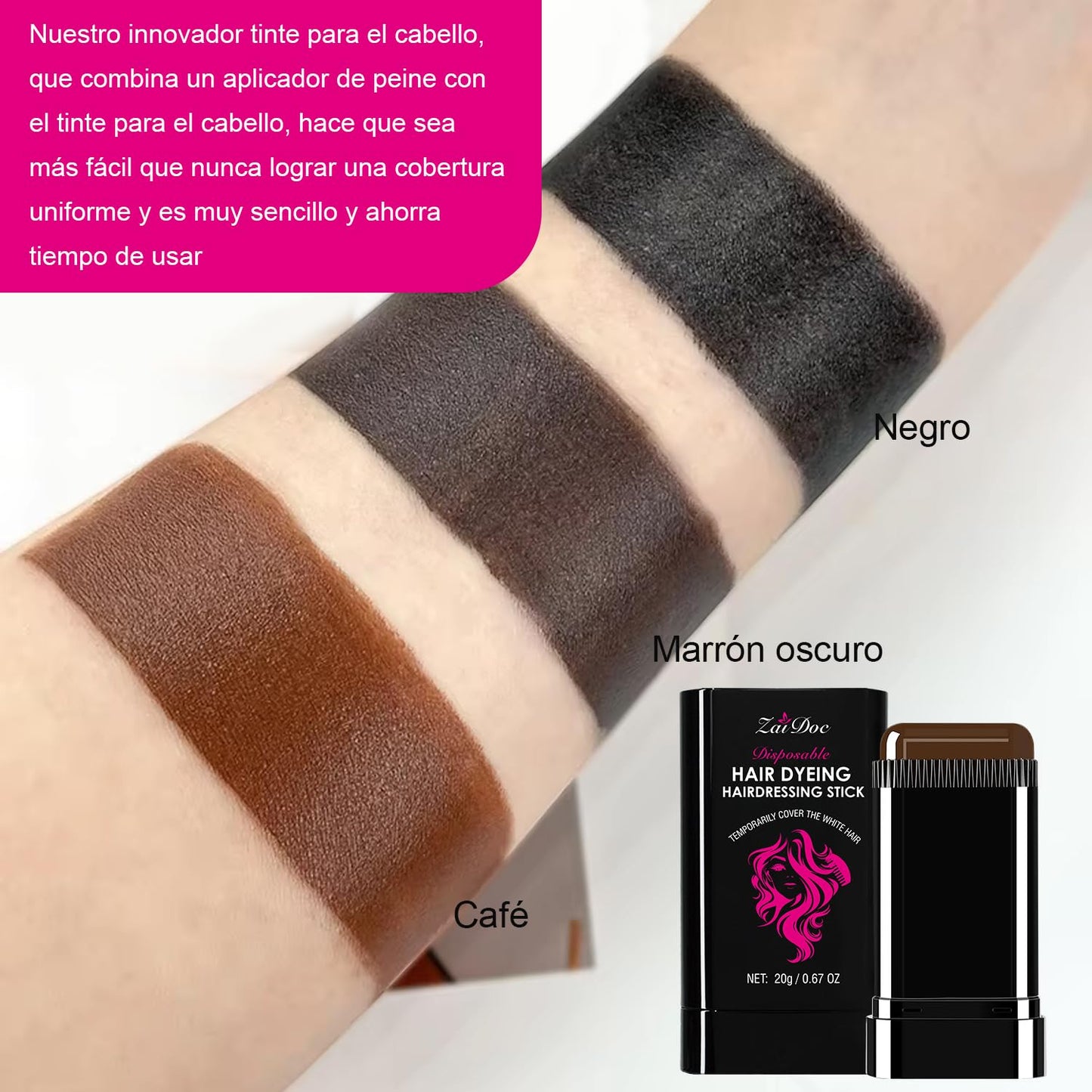 Hair Coloring Stick for Cover Gray Hair, Easy Application with Mineral Oil 0.67 oz