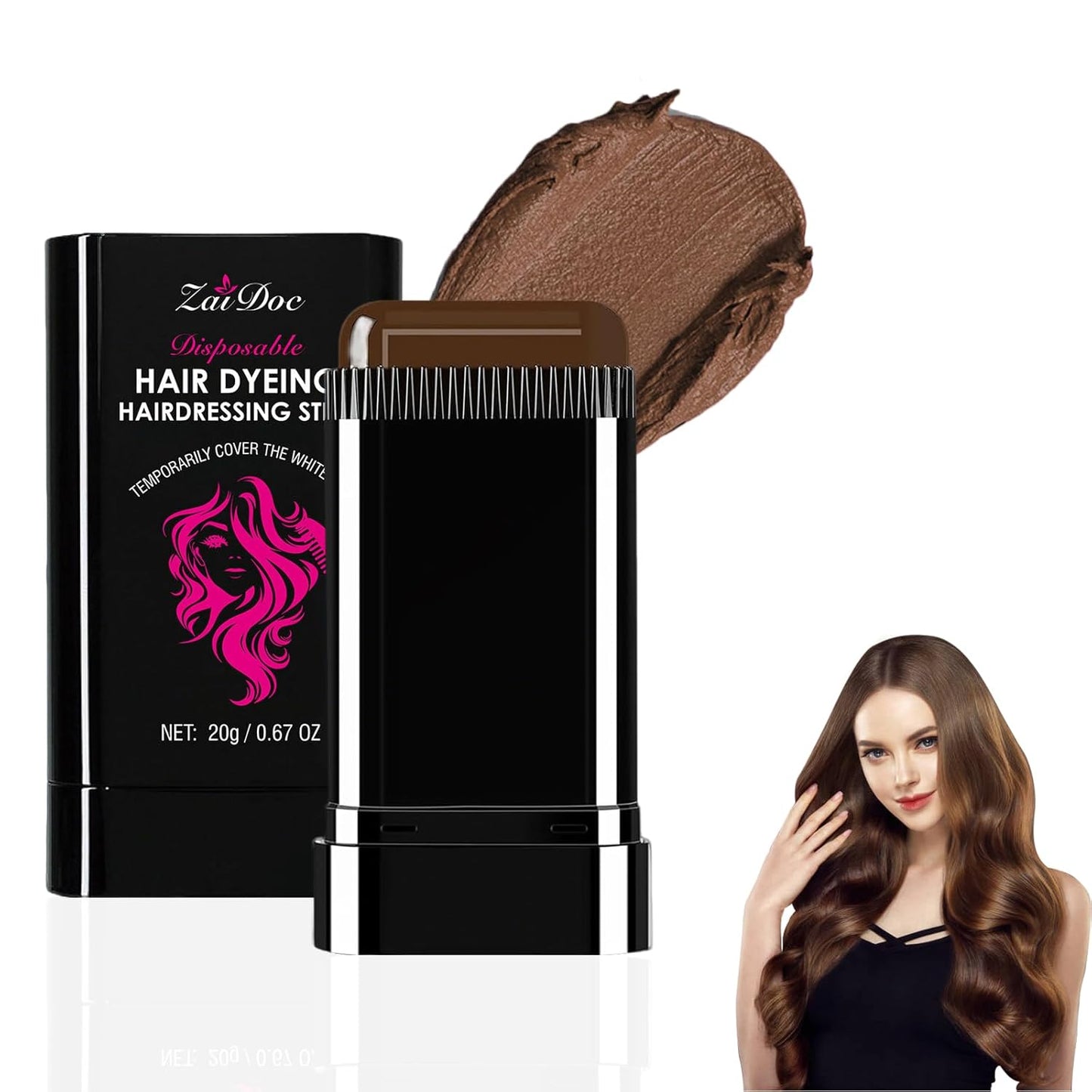 Hair Coloring Stick for Cover Gray Hair, Easy Application with Mineral Oil 0.67 oz