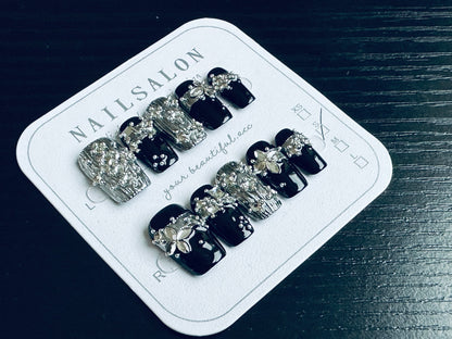 Press On Nails Handmade Reusable Fake Nails Set for Women Salon Style Nail Art