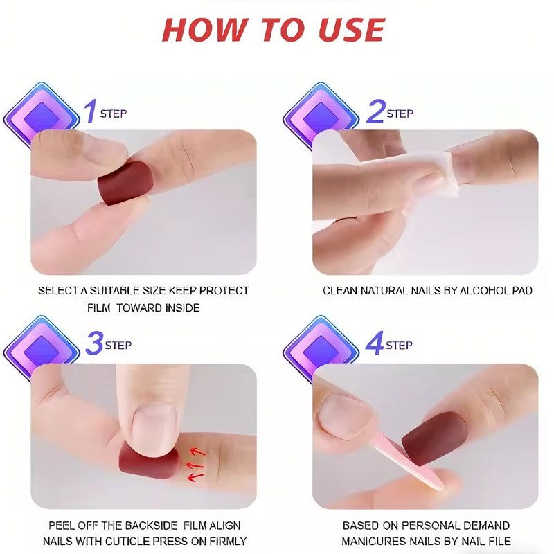24 PCS Minimalist Nail Art With Short Circles Press On Nails