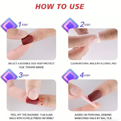 24 PCS Minimalist Nail Art With Short Circles Press On Nails