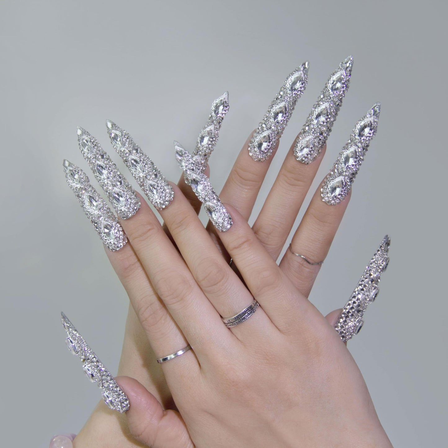 Queen Of Haute Style Full Diamond Long AlmondPress On Nails