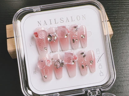 Press On Nails Handmade Reusable Fake Nails Set for Women Salon Style Nail Art Kit
