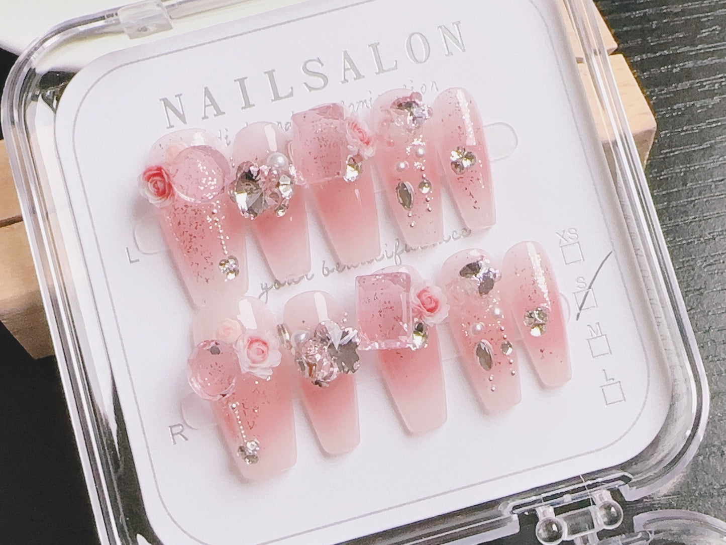 Press On Nails Handmade Reusable Fake Nails Set for Women Salon Style Nail Art Kit