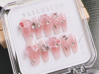 Press On Nails Handmade Reusable Fake Nails Set for Women Salon Style Nail Art Kit