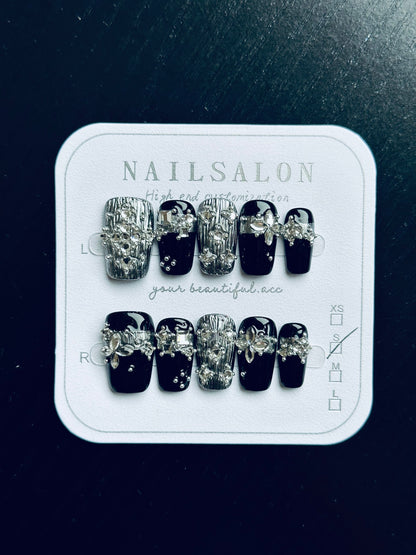 Press On Nails Handmade Reusable Fake Nails Set for Women Salon Style Nail Art
