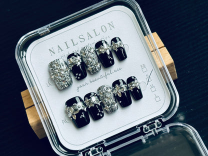 Press On Nails Handmade Reusable Fake Nails Set for Women Salon Style Nail Art