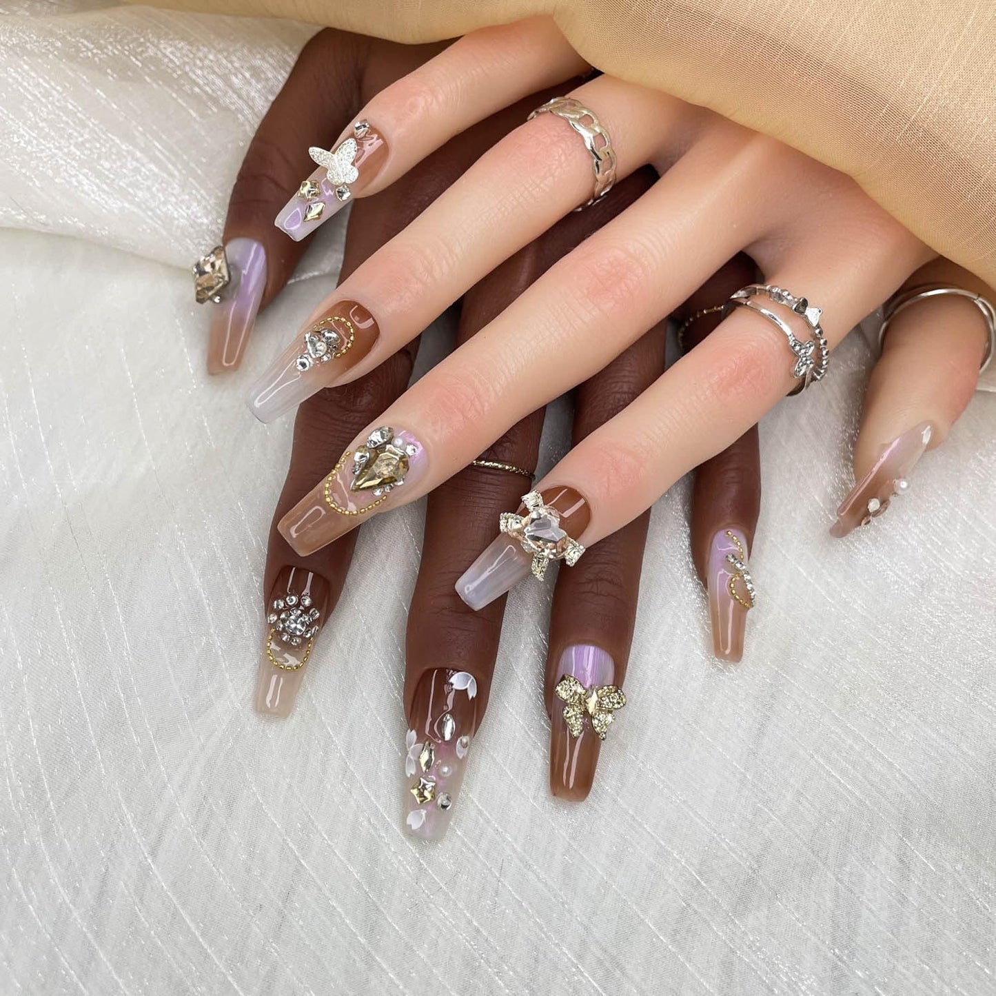 Faux Ongles à Presser Faits Main, Ongles Faits Main 3D de Luxe et Sur Mesure