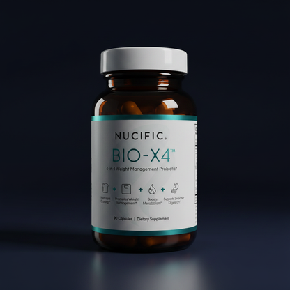 Nucific BIO-X4 dark navy background dramatic lighting