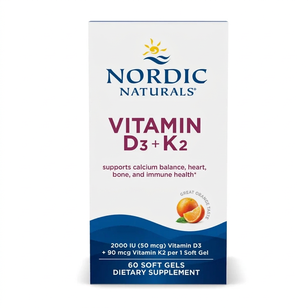 One Nordic Naturals Vitamin D3 + K2 box on a white background