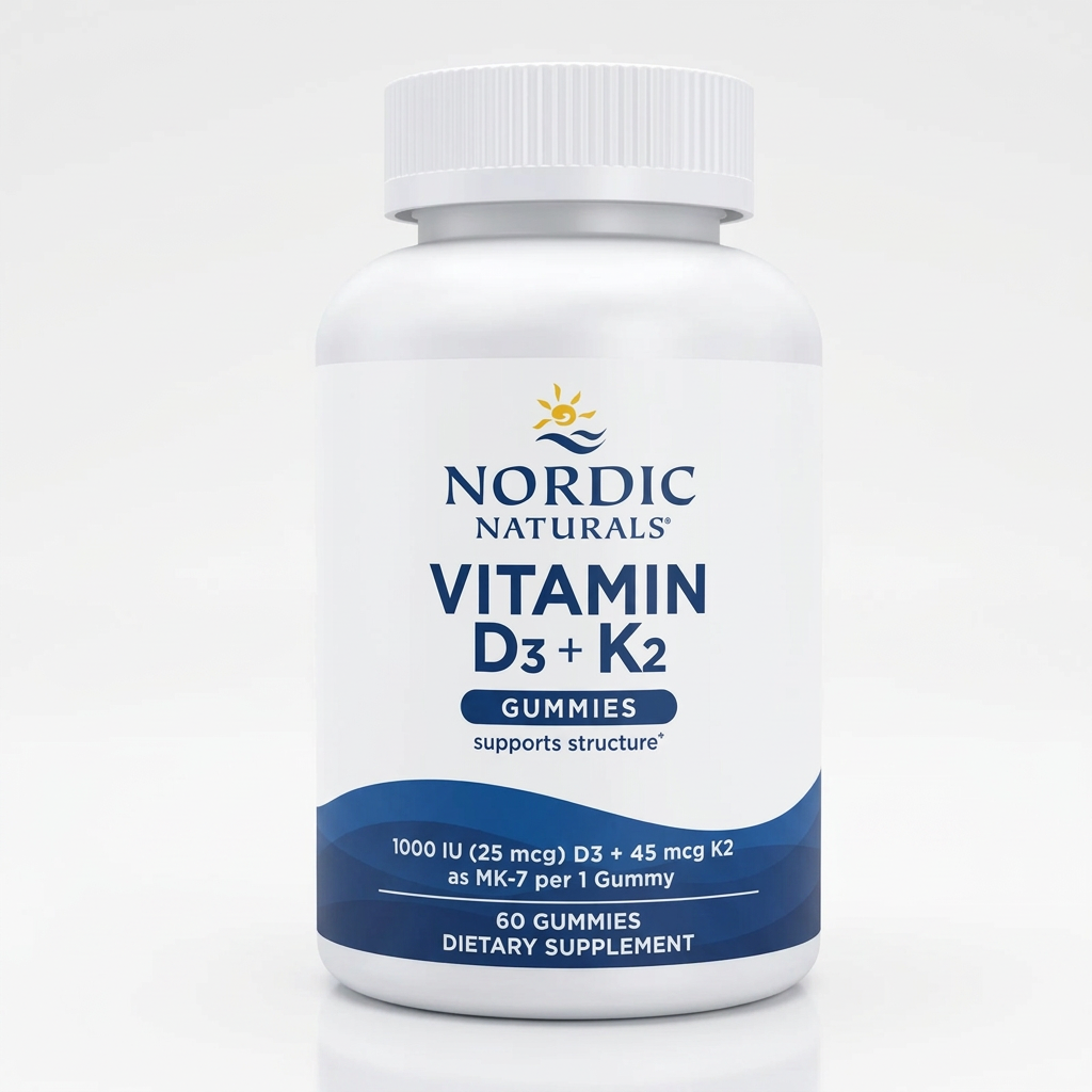 One Nordic Naturals Vitamin D3 + K2 Gummies bottle on a white background