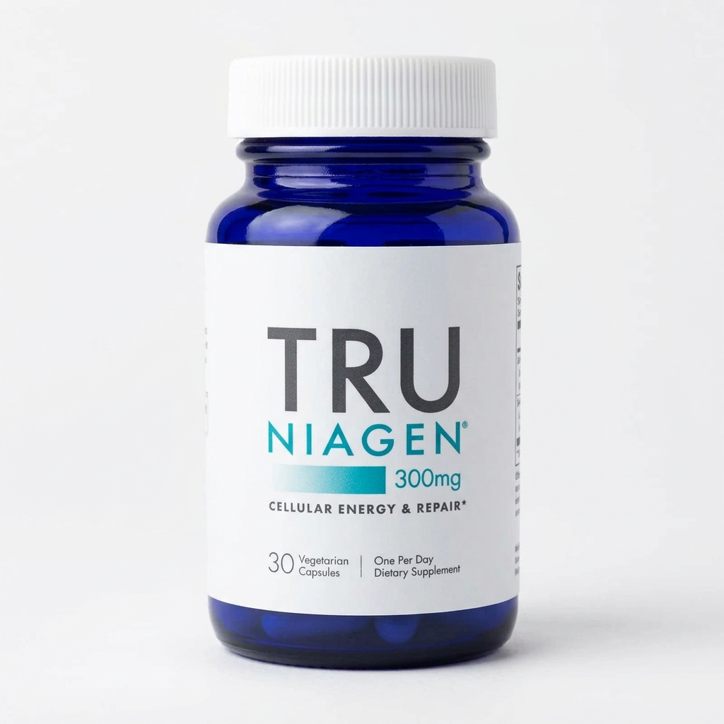 One Tru Niagen bottle on a white background