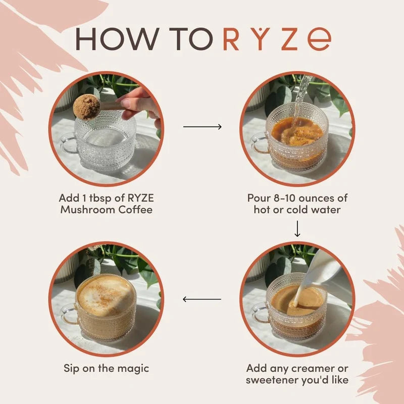 RYZE Mushroom Coffee 30 Servings Organic