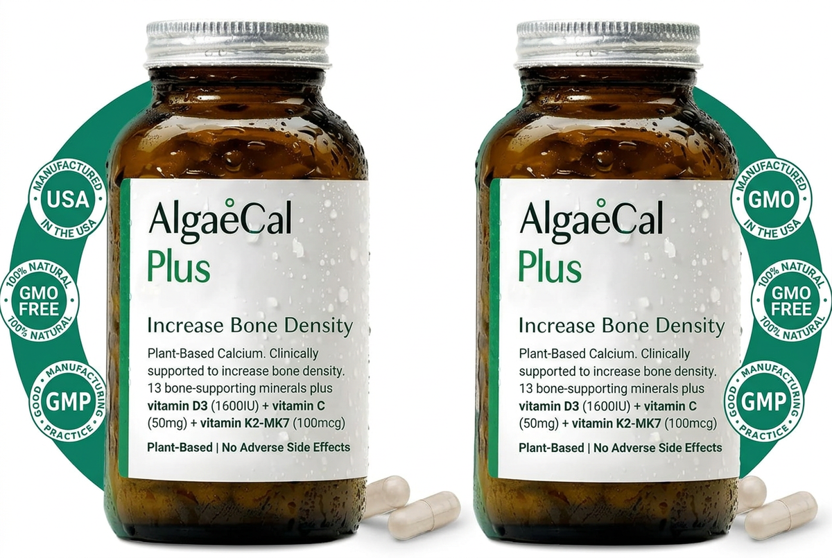 Two AlgaeCal Plus bottles side by side on a white background