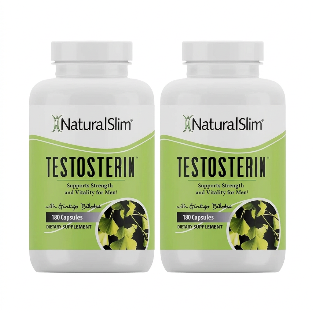 Two NaturalSlim Testosterin bottles on a white background